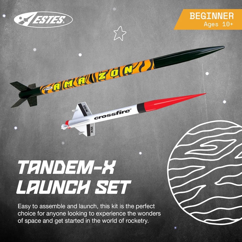 Estes Tandem-X Flying Model Rocket Launch Set with Amazon and Crossfire ISX Rockets - Orange, 30 Inches - Image 2